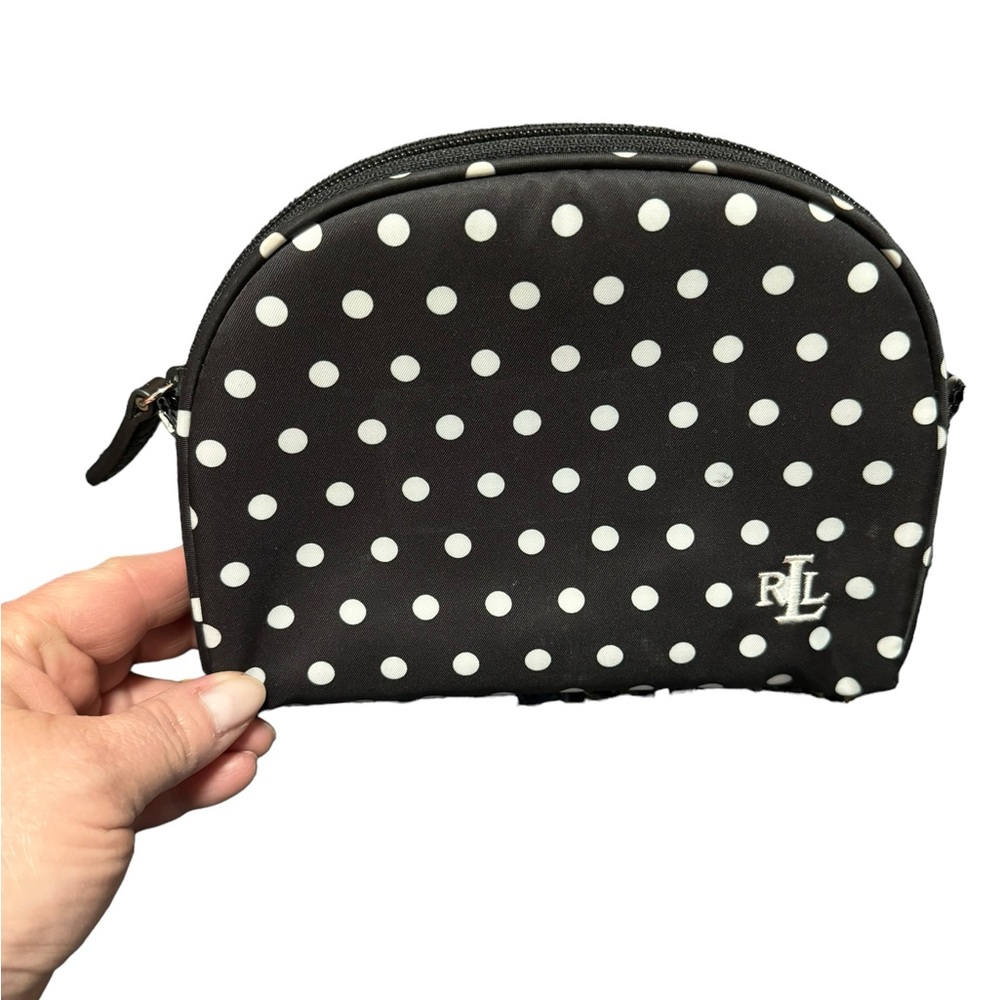 Ralph Lauren Black Polka Dotted Cosmetic Bag. GUC